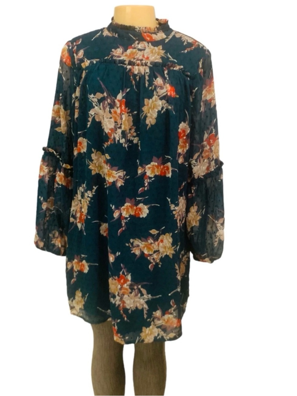 Japna Sz M Women Dress Green floral
